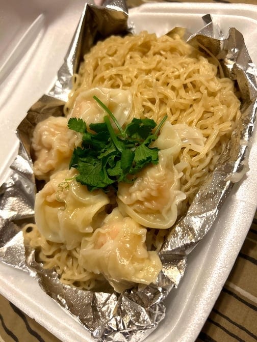 Shrimp Wontons with Egg Noodle Soup.
