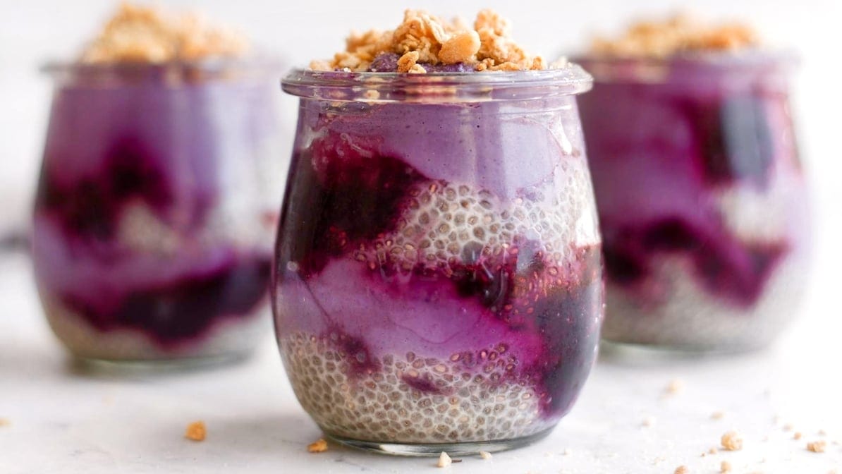 Ube Coconut Chia Pudding (Vegan).