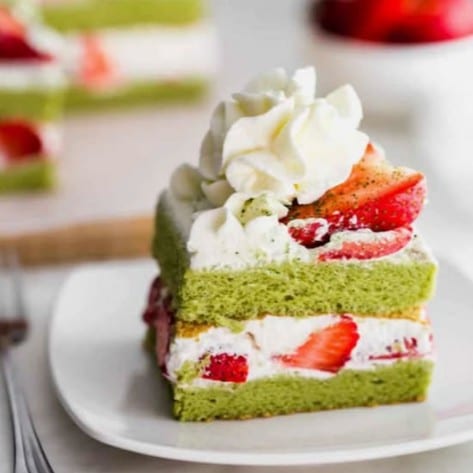 Matcha Strawberry Cream Cake Seasonal.