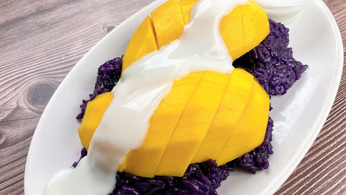 Ube Mango Sticky Rice (Vegan).